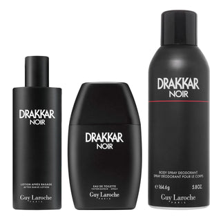 Drakkar Noir 3 Pcs Set For Men: Eau De Toilette Spray + 3.3 After Shave Lotion + 5.8 Deodorant Spray by Guy Laroche