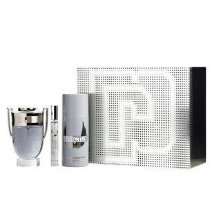 Paco Rabanne Invictus 3 Pcs Set For Men: Eau De Toilette Spray + Deodorant Spray + Eau De Toilette Travel Spray (Metal Box) by Paco Rabanne
