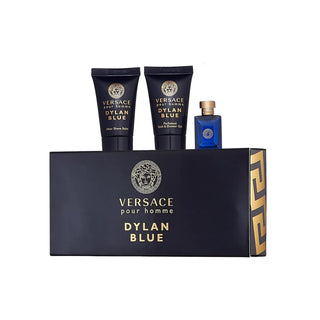 Versace Dylan Blue 3 Pcs Set For Men: Eau De Toilette Mini + 0.8 Shower Gel + 0.8 After Shave Balm by Versace