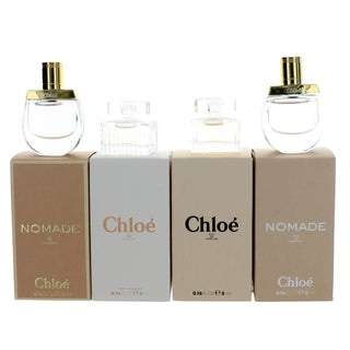 Chloe 4 Pcs Set For Women: Nomade Eau De Toilette Mini + Rose Tangerine Eau De Toilette Mini + Chloe Eau De Parfum Mini + Nomade Eau De Parfum Mini by Chloe
