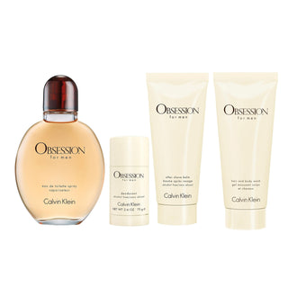 Calvin Klein Obsession 4 Pcs Set For Men: Eau De Toilette Spray + 2.6 Deodorant Stick + 3.3 After Shave Balm + 3.3 Body Wash by Calvin Klein