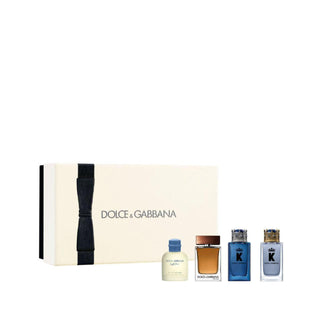 Dolce & Gabbana 4 Pcs Mini Set For Men: "K" Eau De Toilette + Light Blue Eau De Toilette + "K" Eau De Parfum + The One Eau De Toilette (Hard) by Dolce & Gabbana