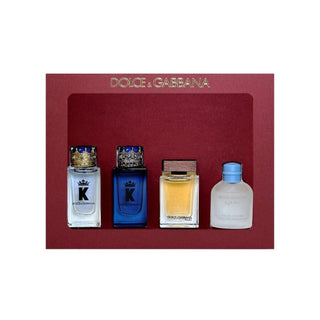 Dolce & Gabbana 4 Pcs Mini Set For Men: "K" Eau De Toilette + Light Blue Eau De Toilette + "K" Eau De Parfum + The One Eau De Toilette by Dolce & Gabbana