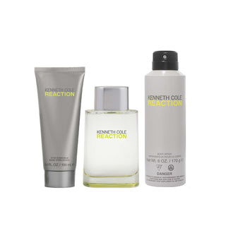 Kenneth Cole Reaction 3 Pcs Set For Men: Eau De Toilette Spray + 3.4 After Shave Balm + All Over Body Spray by Kenneth Cole