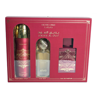 Lattafa Bade'E Al Oud Sublime 3 Pcs Set For Men: Eau De Parfum Spray + 1.7 Hair Mist + 6.7 Perfumed Body Spray by Lattafa