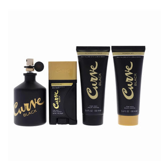 Curve Black 4 Pcs Set For Men: Eau De Cologne Spray + 3.4 After Shave Balm + 3.4 Shower Gel + 1.7 Deodorant Stick by Liz Claiborne