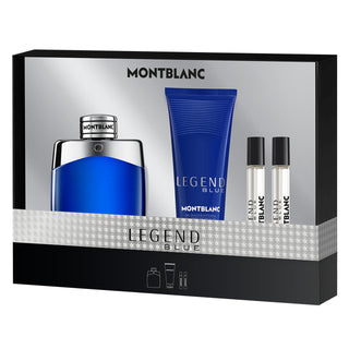 Mont Blanc Legend Blue 4 Pcs Set For Men: Eau De Parfum Spray + 3.4 Shower Gel + 2*0.25 Eau De Parfum Spray by Mont Blanc