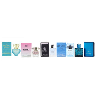Versace 5 Pcs Mini Set: Eros Eau De Toilette Men + Pour Homme Eau De Toilette + Eau Fraiche Eau De Toilette + Bright Crystal Eau De Toilette + Dylan Turquoise Eau De Toilette by Versace