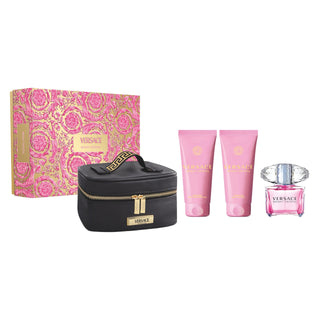 Versace Bright Crystal 4 Pcs Set For Women: Eau De Toilette Spray + 3.4 Body Lotion + 3.4 Bath & Shower Gel + Beauty Case by Versace